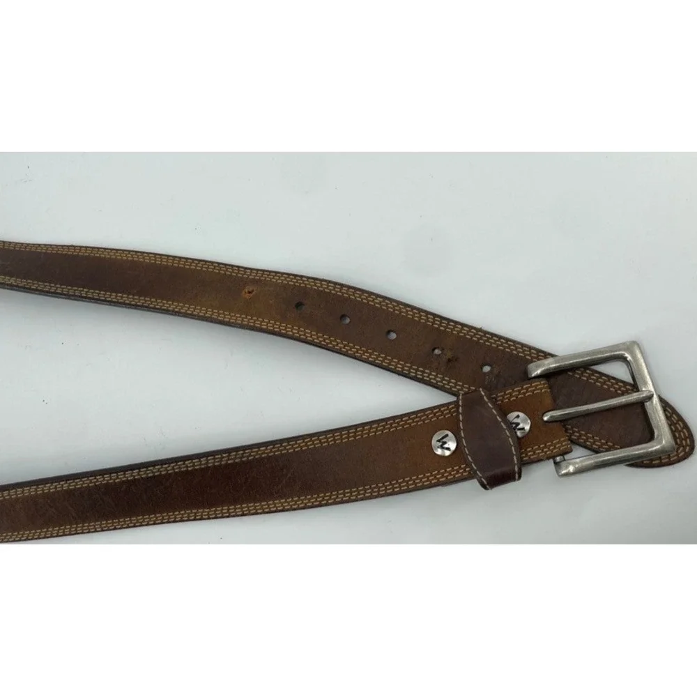 Wrangler Brown Leather Belt Men 44‎ Western 1.5